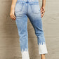 BAYEAS High Waisted Distressed Painted Cropped Skinny Jeans