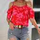 Ruffled Printed Short Sleeve Blouse