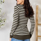 Zenana Full Size Striped Snap Down Cardigan