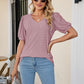 Eyelet Puff Sleeve V-Neck Top