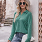 Mandy Decorative Button Johnny Collar Long Sleeve Blouse