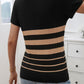 Devine Striped Round Neck Short Sleeve Knit Top