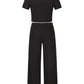 Round Neck Short Sleeve Top and Pocketed Pants Set