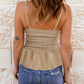 Smocked Square Neck Spaghetti Strap Cami