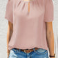 Ruched Round Neck Short Sleeve Blouse