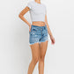 Lovervet Stepped Waist Raw Hem Denim Shorts