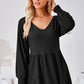 V-Neck Lantern Sleeve Blouse