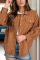 Decorative Pocket Flap Button Up Jacket Caramel