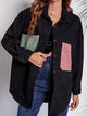 Patch Pocket Dropped Shoulder Shirt Jacket Black