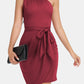 Tie Front One-Shoulder Sleeveless Dress