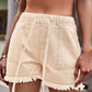 Drawstring Raw Hem Denim Shorts