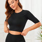 Round Neck Half Sleeve Active Top