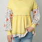 Round Neck Long Sleeve Babydoll Blouse