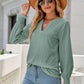 Notched Flounce Sleeve Eyelet Top