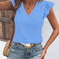 Textured V-Neck Cap Sleeve Blouse