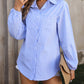 Mandy Striped Pocketed Button Up Long Sleeve Shirt