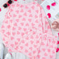 Heart Print Round Neck Top and Shorts Lounge Set