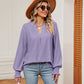 Notched Neck Flounce Sleeve Blouse