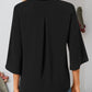 Notched Slit Half Sleeve Blouse