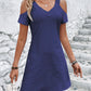 Eyelet V-Neck Cold-Shoulder Dress