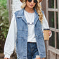 Sleeveless Denim Top with A Detachable Hood