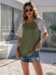 Ivy Lane Leopard Round Neck Short Sleeve T-Shirt Army Green