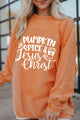 Letter Graphic Round Neck Long Sleeve Oversize Sweatshirt Sherbet