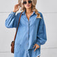 Button Up Pocketed Raw Hem Denim Dress