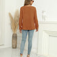 Roll-Tap Long Sleeve V-Neck Buttoned Blouse