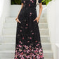 Printed Round Neck Short Sleeve Maxi Dress