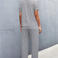 V-Neck Short Sleeve T-Shirt and Drawstring Waist Pants Set