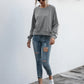 Ivy Lane Lace-Up Round Neck Long Sleeve Sweatshirt