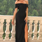 Off-Shoulder Split Maxi Dress