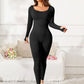 Scoop Neck Long Sleeve Active Jumpsuit