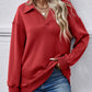 Collared Neck Dropped Shoulder Sweatshirt