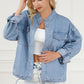 Snap Down Long Sleeve Denim Top