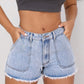 Raw Hem Pocketed Denim Shorts