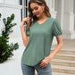 Eyelet Round Neck Short Sleeve Blouse