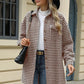 Houndstooth Button Up Dropped Shoulder Coat