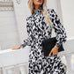 Printed Lantern Sleeve Turtleneck Dress