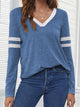 Heathered V-Neck Long Sleeve T-Shirt Dusty Blue