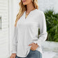 Heathered Flounce Sleeve Curved Hem Top