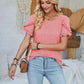 Frill Round Neck Petal Sleeve Blouse