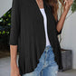 Open Front Three-Quarter Sleeve Cardigan