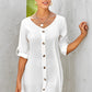 Buttoned V-Neck Dress