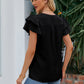 V-Neck Flounce Sleeve Blouse