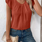 Ivy Lane Ruched Round Neck Cap Sleeve Blouse