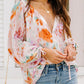 Printed Tie Neck Long Sleeve Blouse