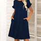 Round Neck Flounce Sleeve Dress with Pockets