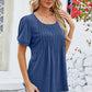 Ruched Scoop Neck Short Sleeve Blouse